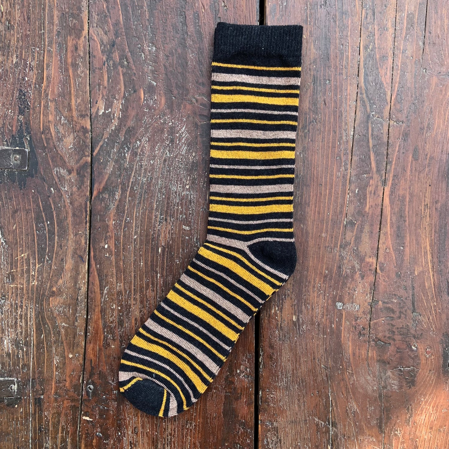 Black and Yellow striped Socks.