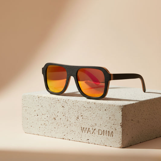 The Racer (Black Wood with Orange Lenses)