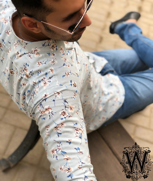 Baby Blue Floral Shirt.