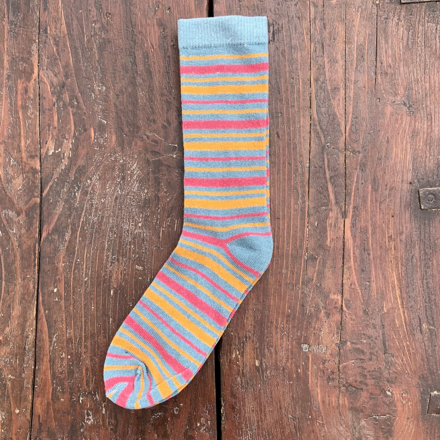 Yellow Pink Stripe Socks.