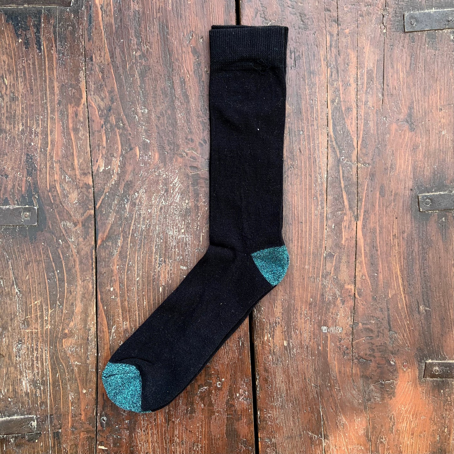 Black Socks Turquoise Toe.