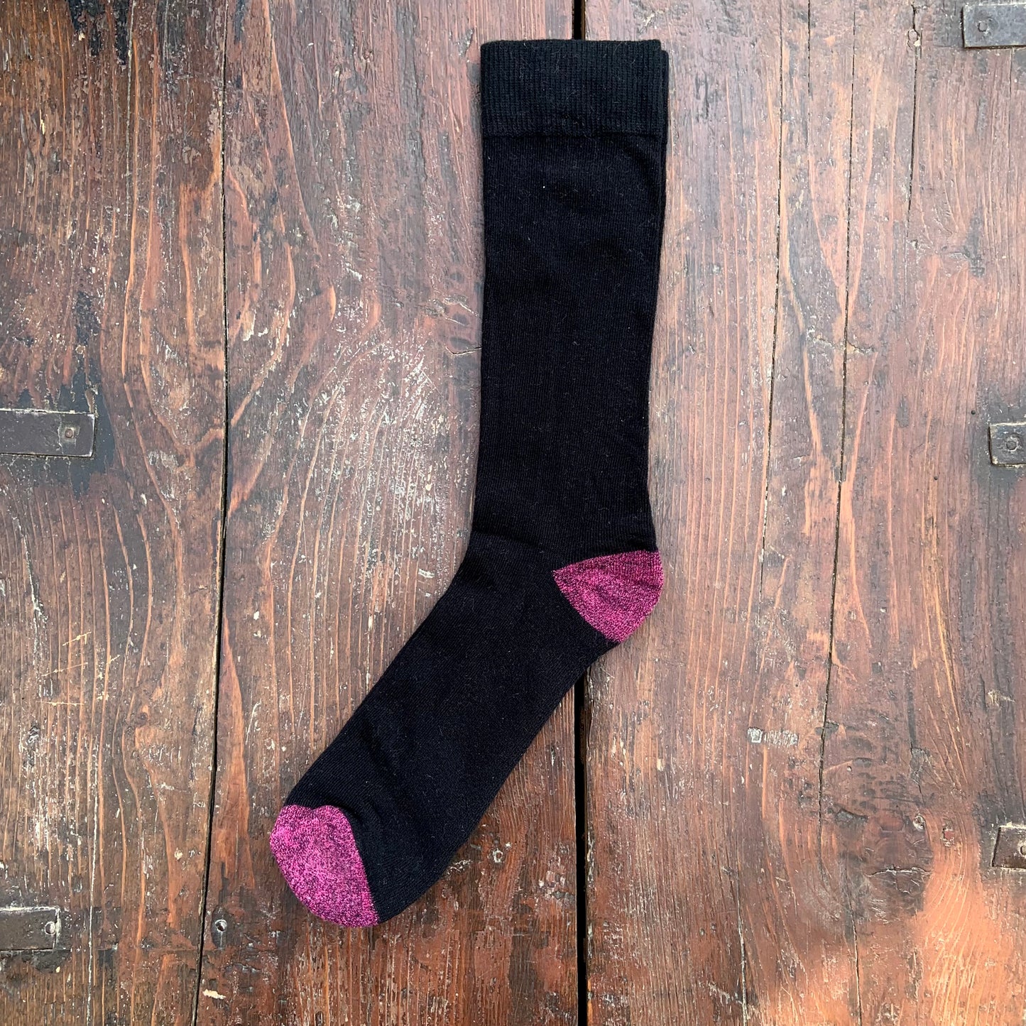 Black Socks Pink Toe.