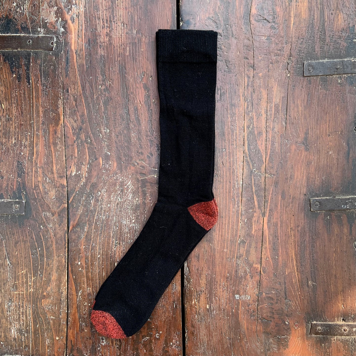 Black Socks Rust Toe.